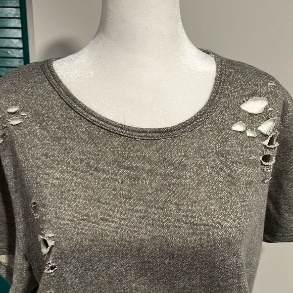 Better Be Grey NWT Distressed Sweatshirt Mini Dress Tunic - fits like M/L - Picture 5 of 11